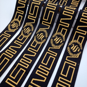 Diseño personalizado logotipo personalizado color material patrón al por mayor 3D en relieve letra jacquard banda elástica correas con logotipo - Product Image 1
