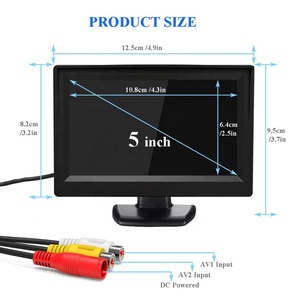 适配器110V 220V输入汽车5英寸显示器高清800x480闭路电视显示屏5英寸液晶显示器AV RCA输入PAL NTSC后视镜主页 - Product Image 3