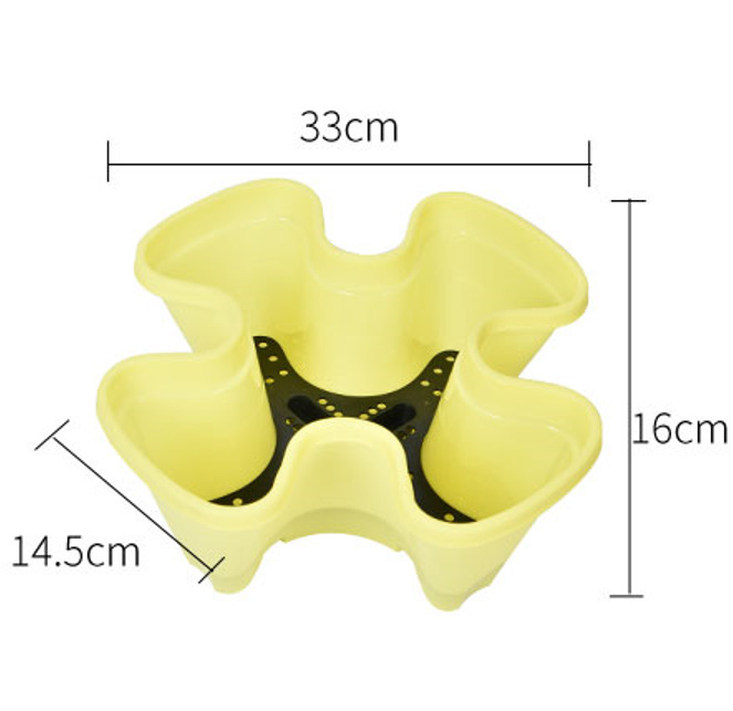 Yellow four-petal flower pot