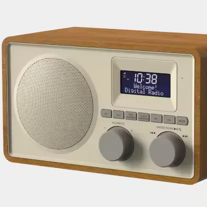 रेट्रो डिजिटल रेडियो अलार्म घड़ी डीएबी घड़ी एफएम रेडियो ब्लूटूथ वायरलेस स्पीकर के साथ स्टीरियो साउंड वुडन के साथ