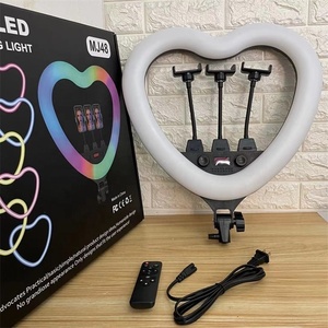 YouTube Vlogs, cep telefonu canlı akışı ve cep telefonu doldurma aydınlatması için kalp şeklinde RGB LED Selfie halka ışık. - Product Image 2