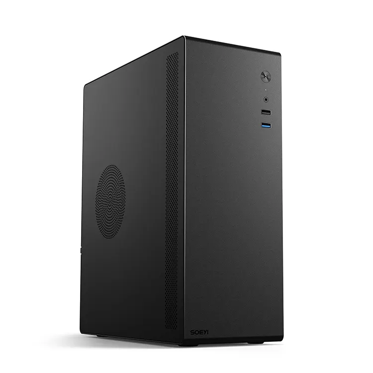 Custom chasis pc slim micro atx case computer office mini itx case con dual patent design soeyi factory