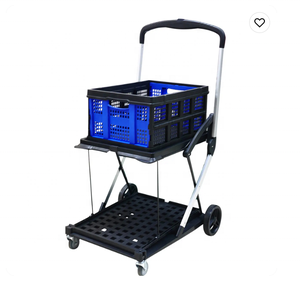 2層ホイール上の食料品カート折りたたみ式多用途機能折りたたみカートモバイル折りたたみトロリー - Product Image 2