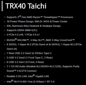 TOP &amp; BEST SELLING ASRock TRX40 Taichi Motherboard <strong>Supports</strong> Memory DDR4 for Server