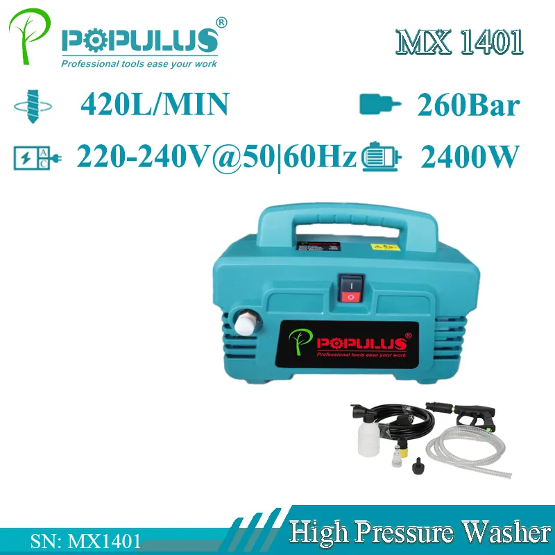 IPOPULUS工業用品質2400W/パワー電気洗車機高圧ジェットウォッシャークリーナー、フォームジェネレーター付き