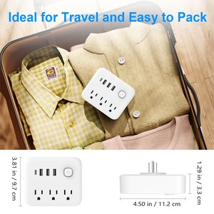 7 in 1 Mini Power Strip <strong>with</strong> USB Ports 180&deg; <strong>Rotating</strong> Plug 3 Outlets 3 USB-A 1 USB-C Portable Fast Charging Power <strong>Sockets</strong> EL-111 - Product Image 6