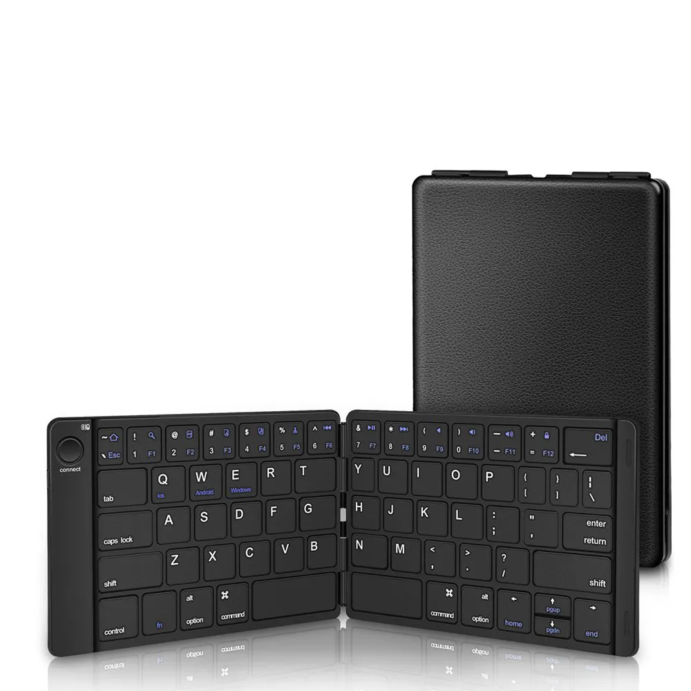 Motospeed-clavier bluetooth pliable en cuir BKC047, avec coque en cuir, pour ipad, ios, 13, tablette, android, pc, téléphone portable
