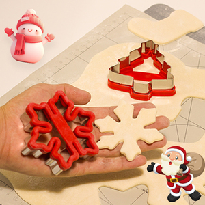 Giáng sinh Cookie cắt đặt Silicone + thép không gỉ kim loại Halloween Cookie cắt hình dạng-Bông Tuyết Sao cây vớ - Product Image 1