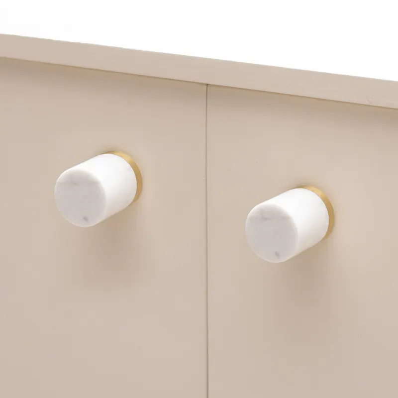 Poignées d'armoire en pierre blanche et QUARTZ, 1 pouce, en laiton, pierre naturelle, tiroir de porte d'armoire de cuisine, boutons en marbre, poignées