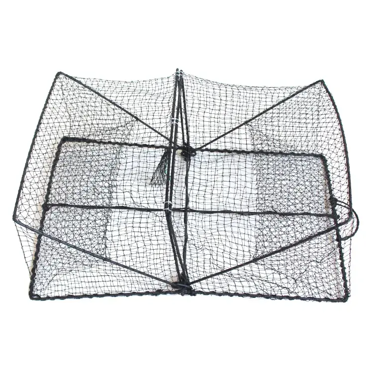 Filets de pêche portables attraper crabe crevette cage piège à poisson pliant carré piège de pêche couleur verte noir Offre Spéciale