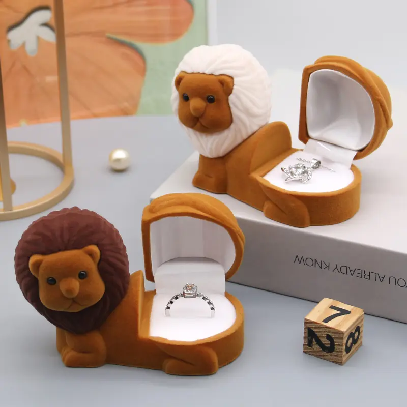 Custom Cute Animal Velvet Jewelry Box Kids' Ring Gift Packaging Factory Sales Jewelry Case