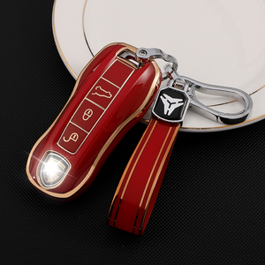 Premium yumuşak TPU araba anahtarı durum kapak aksesuar kabuk Porsche için 718 Cayenne Paramela 911 ile anahtarlıklar çanta anahtarlığı - Product Image 5