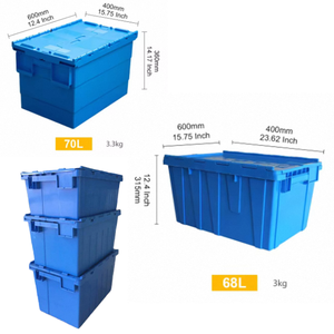Solid Style <strong>Nesting</strong> <strong>Nesting</strong> Plastic Moving <strong>Crate</strong> with Lid Stackable Plastic Storage Container for Moving and Storage - Product Image 2