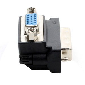 DVI公到VGA 15针母90度直角镀镍转换器适配器15针VGA到DVI 24 + 5适配器