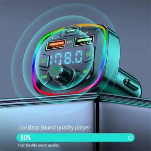 RGB光音频调频发射机20w C型双<span class=keywords><strong>USB</strong></span>车载充电器适配器快速充电30W 10w输出功率快速音乐MP3充电器