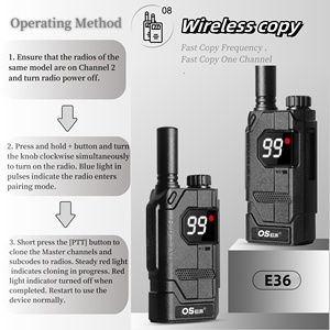 Display a LED superato CE FCC Walkie Talkie portatile OS E36 99CH PMR FRS 462-467MHz chiaramente voce lungo la Radio bidirezionale - Product Image 4