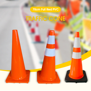 กรวยจราจรสีส้มพร้อมกรวยจราจรสะท้อนแสงขนาด28นิ้ว PVC 700มม. ผลิตภัณฑ์เตือนถนนสำหรับกรวยจราจร