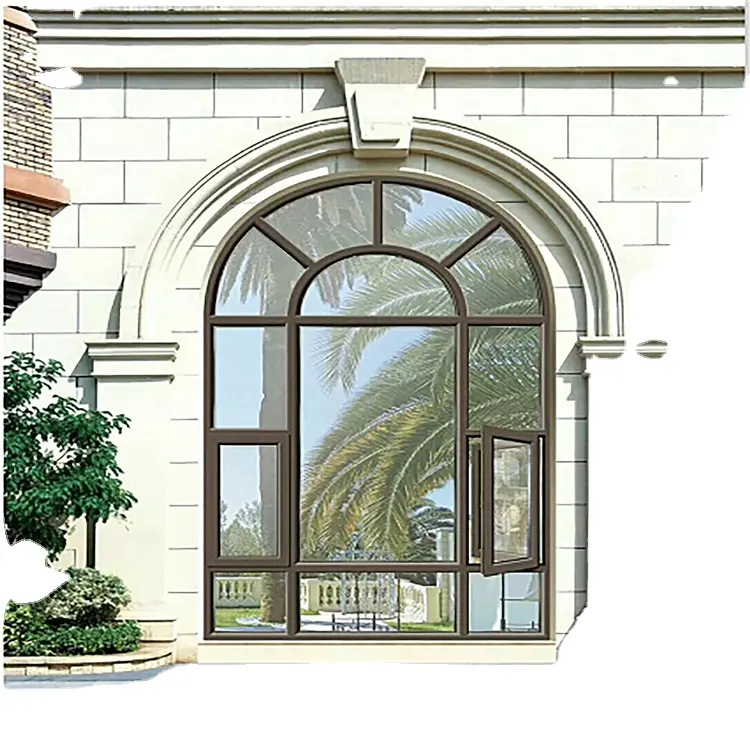 Preço da janela do arco de alumínio do duplo vitrificado preço quadrado