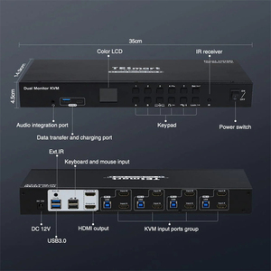适用于4 PC 2显示器的TESmart KVM交换机4K 60HZ USB 3.0直通模式4x2 HDMI矩阵交换机扩展坞 - Product Image 2