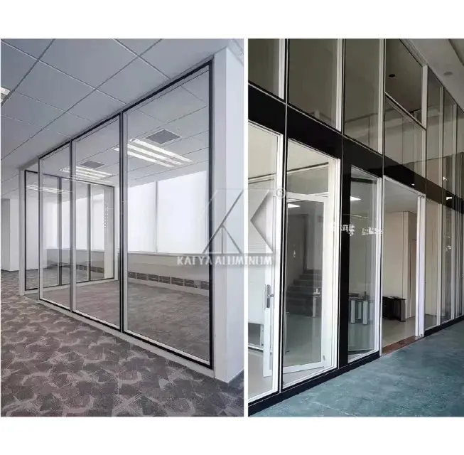 Compartiments de séparation murale en aluminium, salle de formation moderne transparente, bureau