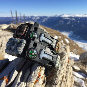 Dụng Cụ Khẩn Cấp Cắm Trại Ngoài Trời Tùy Chỉnh Giá Rẻ 5 Trong 1 Vòng Tay Sinh Tồn Paracord Dệt Đá Lửa Cổ Tay - Product Image 2