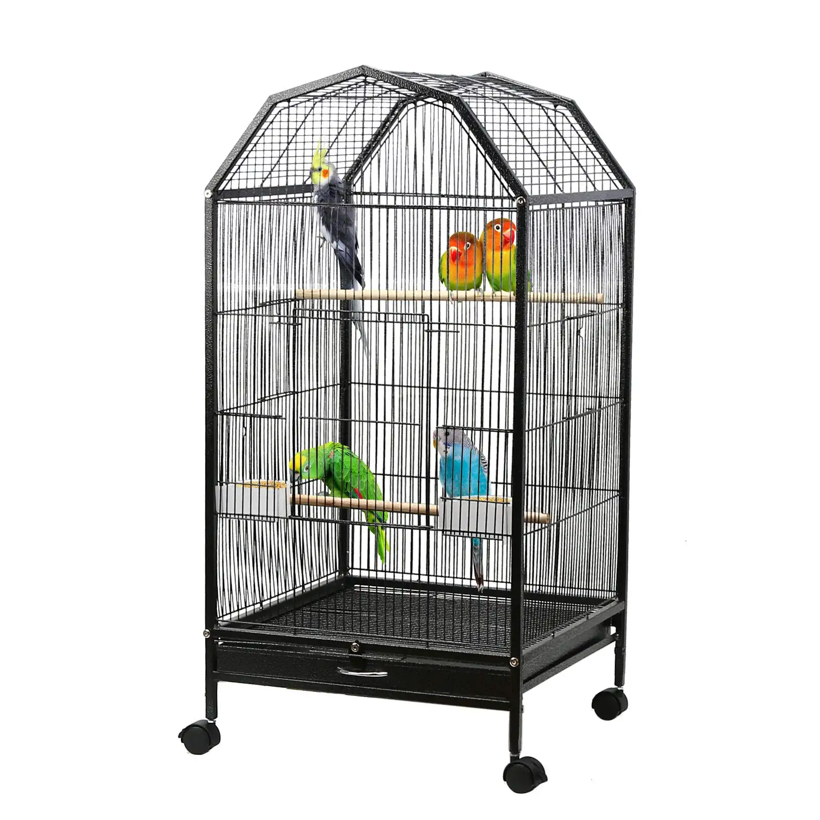 Gabbia per uccelli grande gabbia per pappagalli per animali domestici in acciaio all'ingrosso gabbia per uccelli con tetto e ciotola per alimenti gabbia per allevamento per Anti uccelli che volano via