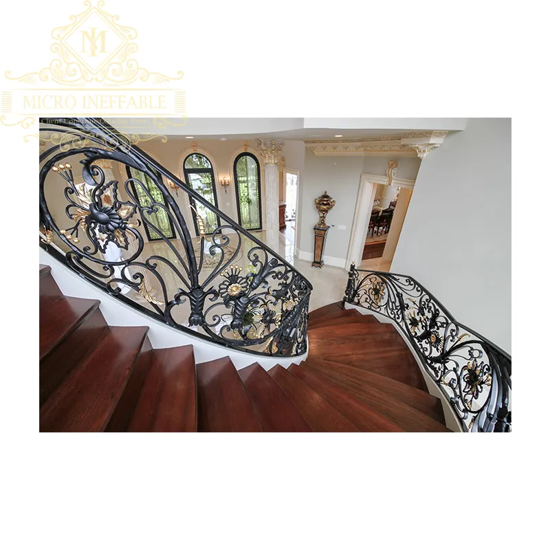 Duplex House Good Design Fancy Style Powder Coated Craft Cast Iron Balustrade Fence Armrest For Sale