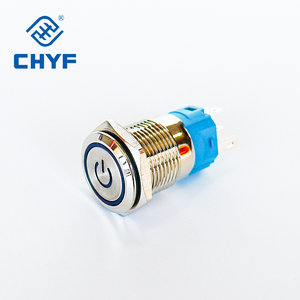 Otomotiv tekne için pirinç basmalı düğme anahtarı <span class=keywords><strong>16mm</strong></span> mandallama 3-6V LED su geçirmez ON/OFF güç logosu 3A Max. Current 220V Max. - Product Image 1