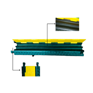 <strong>Yellow</strong>-Black Speed Bump Road Protector Traffic Safety Cable <strong>Ramp</strong> with PVC Cover Rubber Base for Wire &amp; Hose Breaker Length - Product Image 4