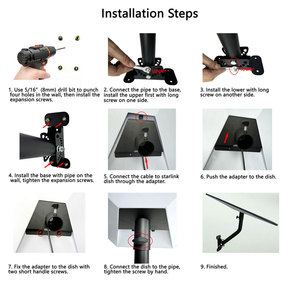הר קיר מתכוונן החדש עבור starlinlink gen 3 הרכבה ערכת גג לווין זמן רב עבור starlink 3 מתאם צינור