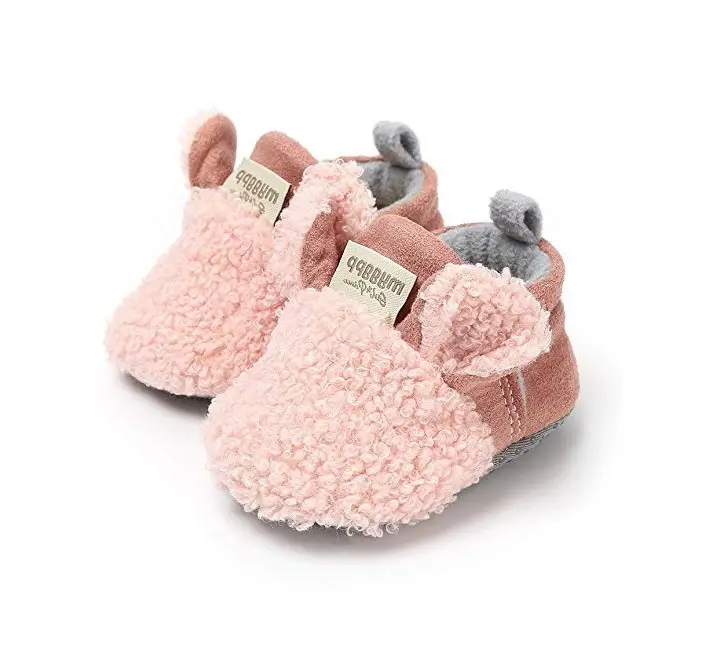Baby Boys and Girls Slipper Cozy Fleece Booties Non-Slip Bottom Winter Socks Unisex Pram Soft Sole Warm Foot Protecting Shoes