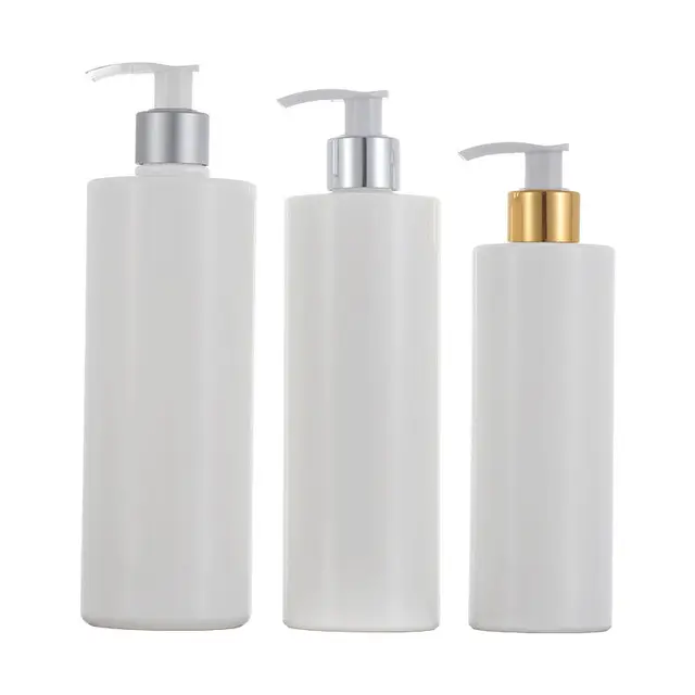 Xinhe branco pacote de produtos para cabelo 250ml de plástico PET 300ml 400ml 500ml 800ml frascos de xampu com longa bocal
