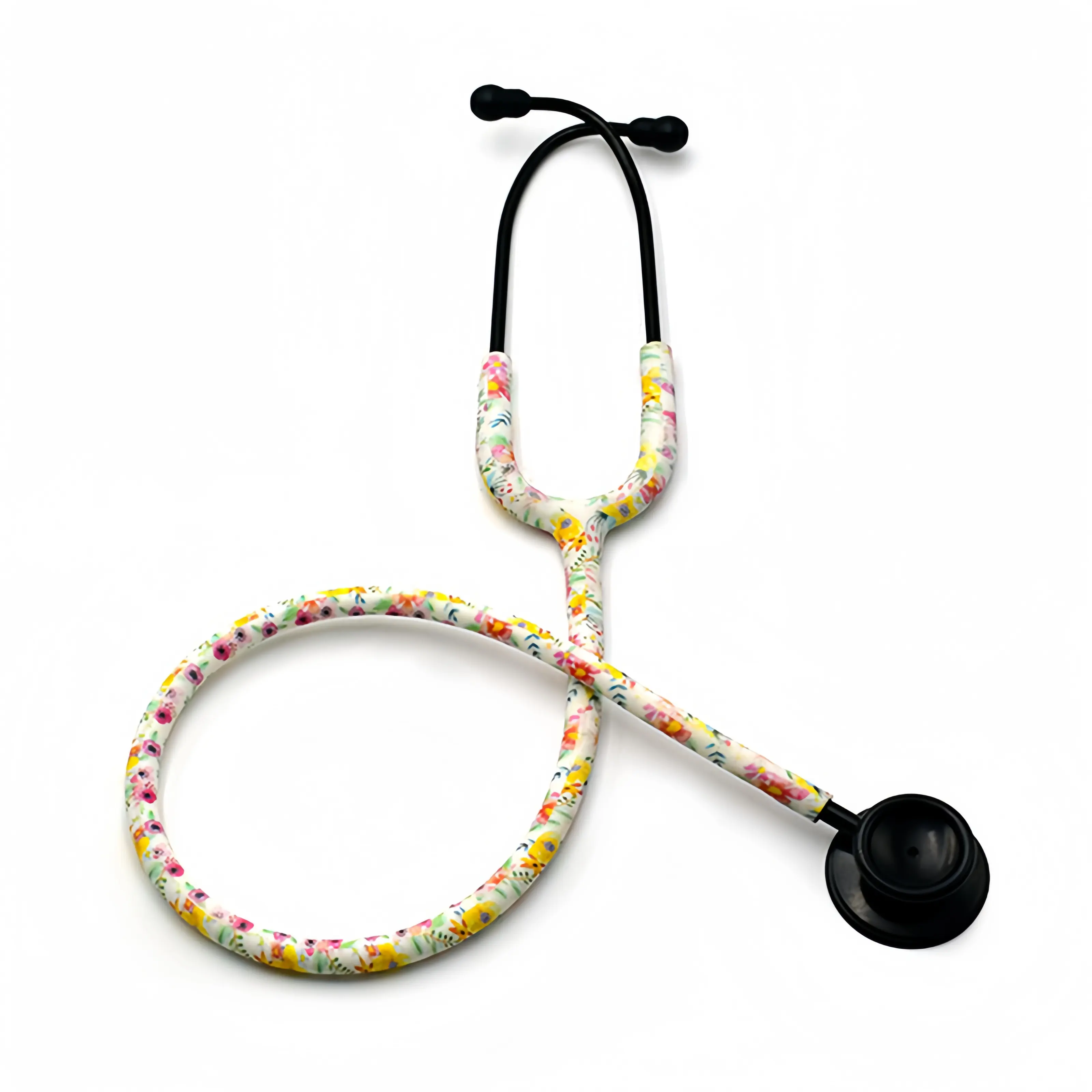 El mejor tubo de flores médico de alta calidad, todo negro, doble propósito, cardiología, enfermería, estetoscopio clásico de acero inoxidable a la venta