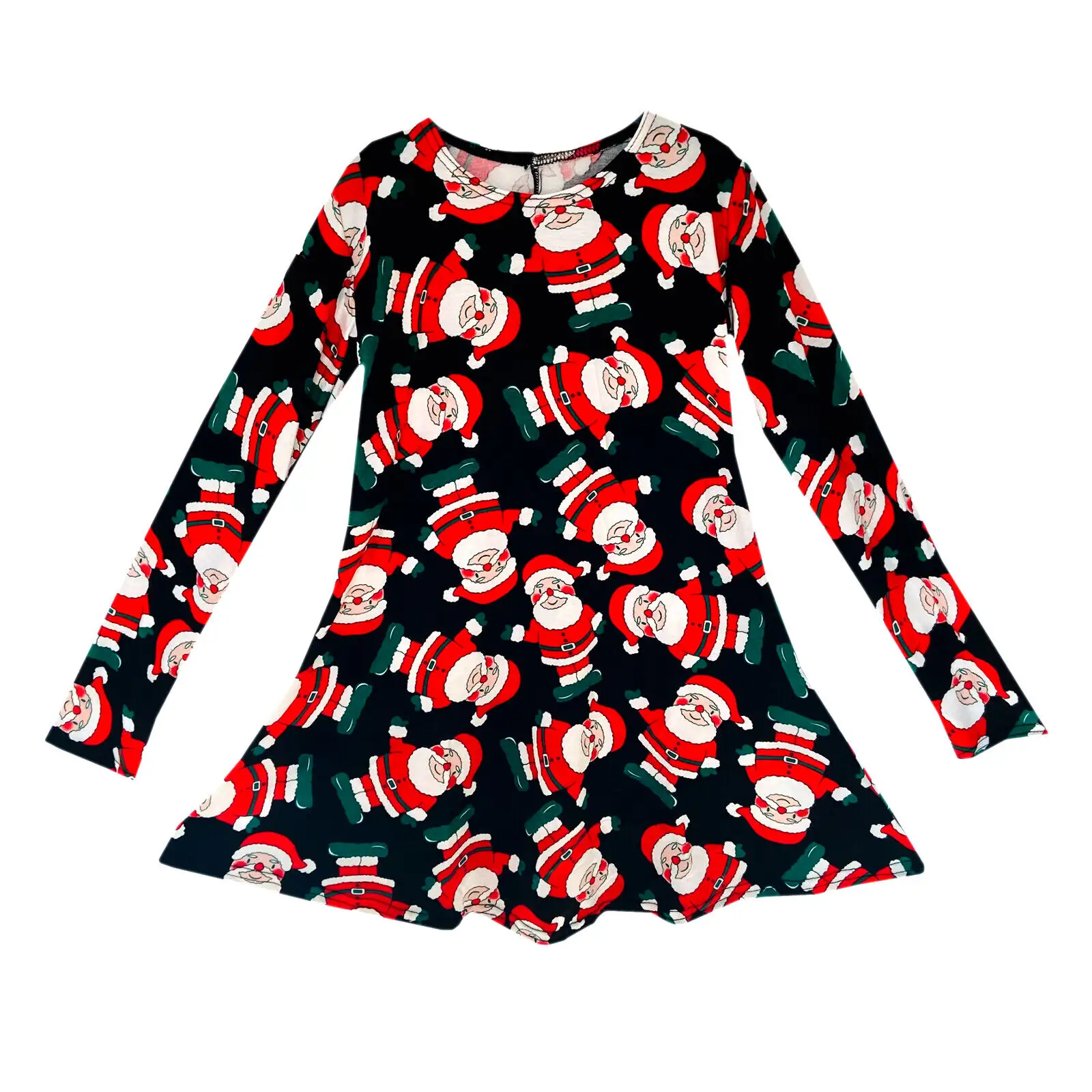 Long Sleeve Round Neck Dress Dropshipping Christmas Dresses For Girl Clothes Customize Design Party Dress In Christmas Style
