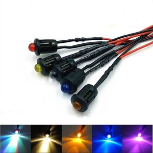 <strong>5mm</strong> Round Pre-Wired Water Clear <strong>LED</strong> Light Lamp Bulb Indicator Lamp Prewired Emitting Diodes with Holder for DIY Home Decoration