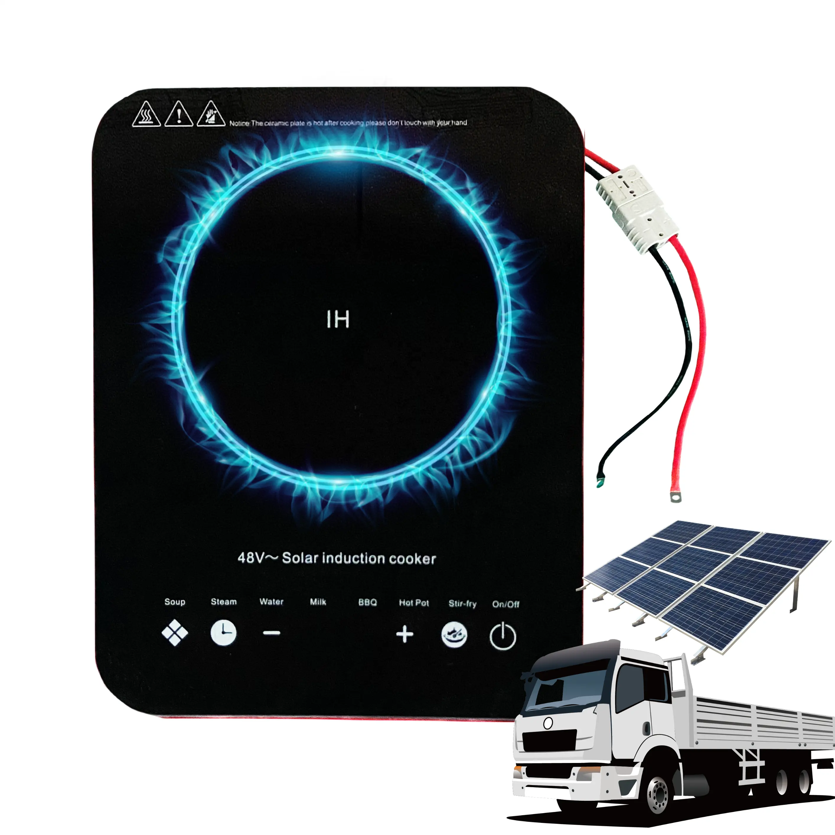 Nova inovação Fogão de indução solar 48V alimentado por bateria Fogão de economia de energia DC 1200W