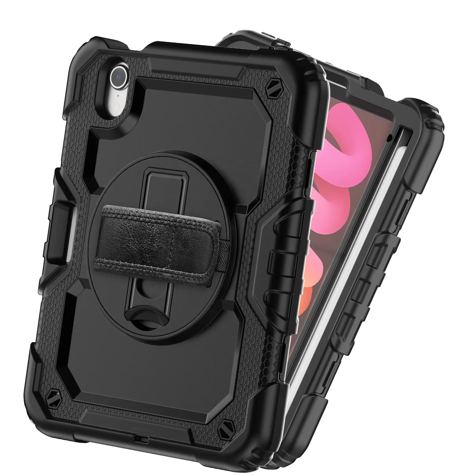 Shockproof Tablet Case For iPad Mini 6 2021 360 Degree Rotation Silicone PC Cover With Shoulder Strap