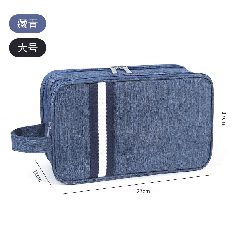 Large Navy Blue Multi-Layer Toiletry Bag