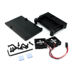 Per Raspberry Pi 4 3 modello B 3B Plus custodia in alluminio con doppia ventola di raffreddamento guscio metallico per RPI Raspberry Pi 4 3 modello - Product Image 5