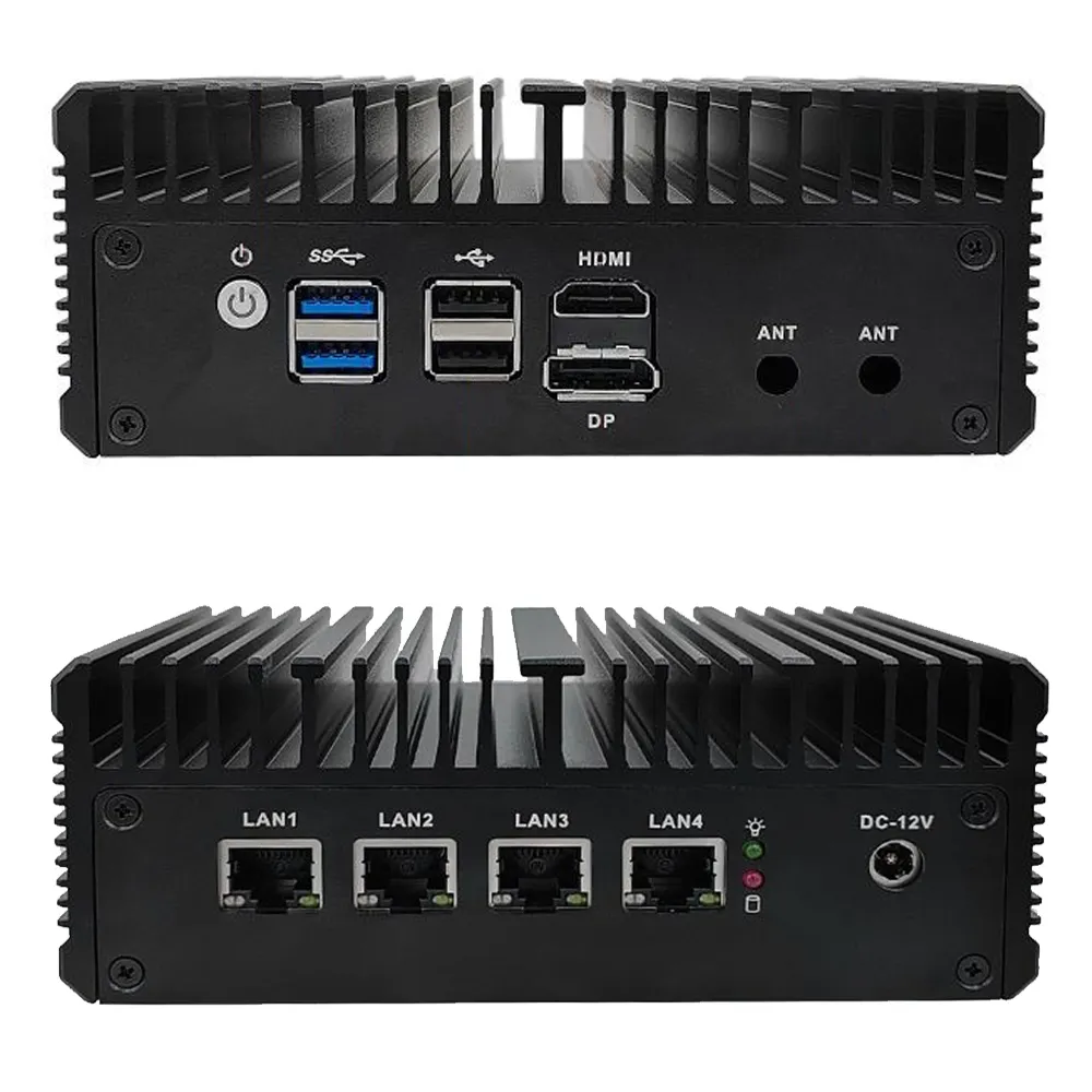 Komputer Mini tanpa kipas Gigabit Ethernet 4*2.5G, performa Superior PC Linux windows 11 Intel N5105 N6005 N100 PC Mini