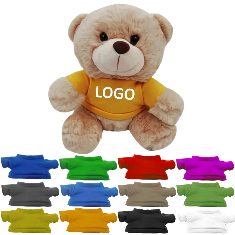 Atacado Fábrica Stuffed Teddy Bear Brinquedos com Logotipo Personalizado Soft Mini Teddy Bear com T-shirt Brinquedos De Pelúcia