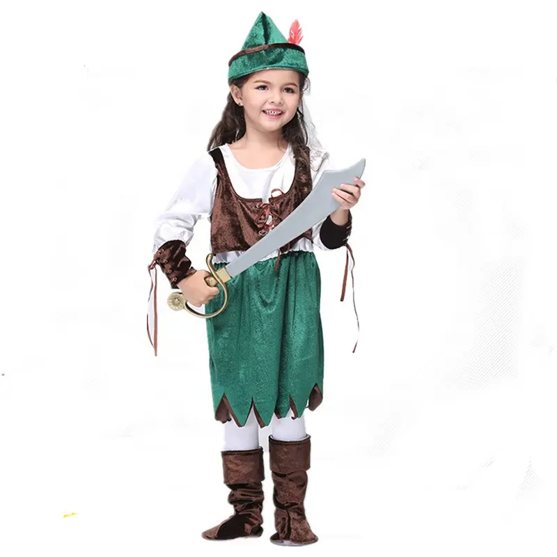 Moda popolare velluto e raso costume di Halloween pirata cosplay per bambini