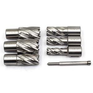 Annular Cutter Set 7pcs 3/4 Inch <strong>Weldon</strong> Shank 1 Cutting Depth 1/2-1-1/16 Cutting Diameter Two-Flat HSS Kit - Product Image 3