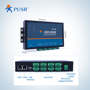MQTT-USR-N580 de 8 canales Modbus Gateway RS485 serial a TCP/IP, dispositivo ethernet, convertidor de servidor - Product Image 2