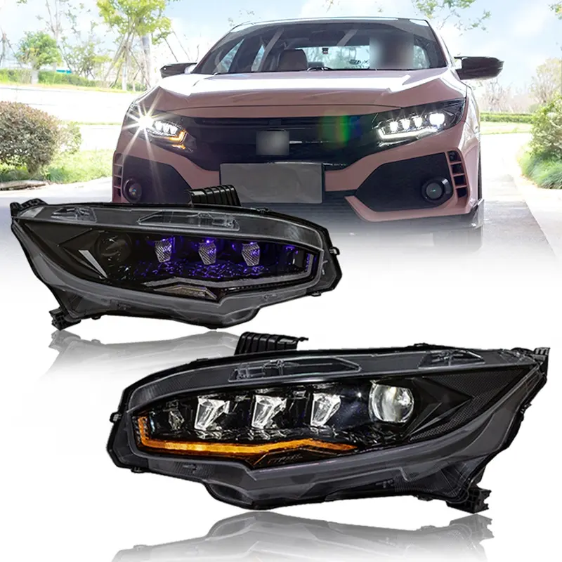 Phare avant à Rotation cristal 2016 — 2021 LED, nouveau modèle HCmotion, éclairage de berline, 10 ème génération, pour Honda Civic