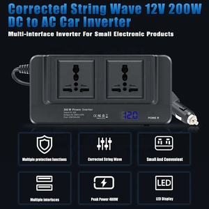 Inversor de potencia directa de fábrica 200W Entrada de enchufe universal dual 12V a salida 220V inversor 4USB interfaz QC3.0X2 + 5V2.4AX2 - Product Image 6