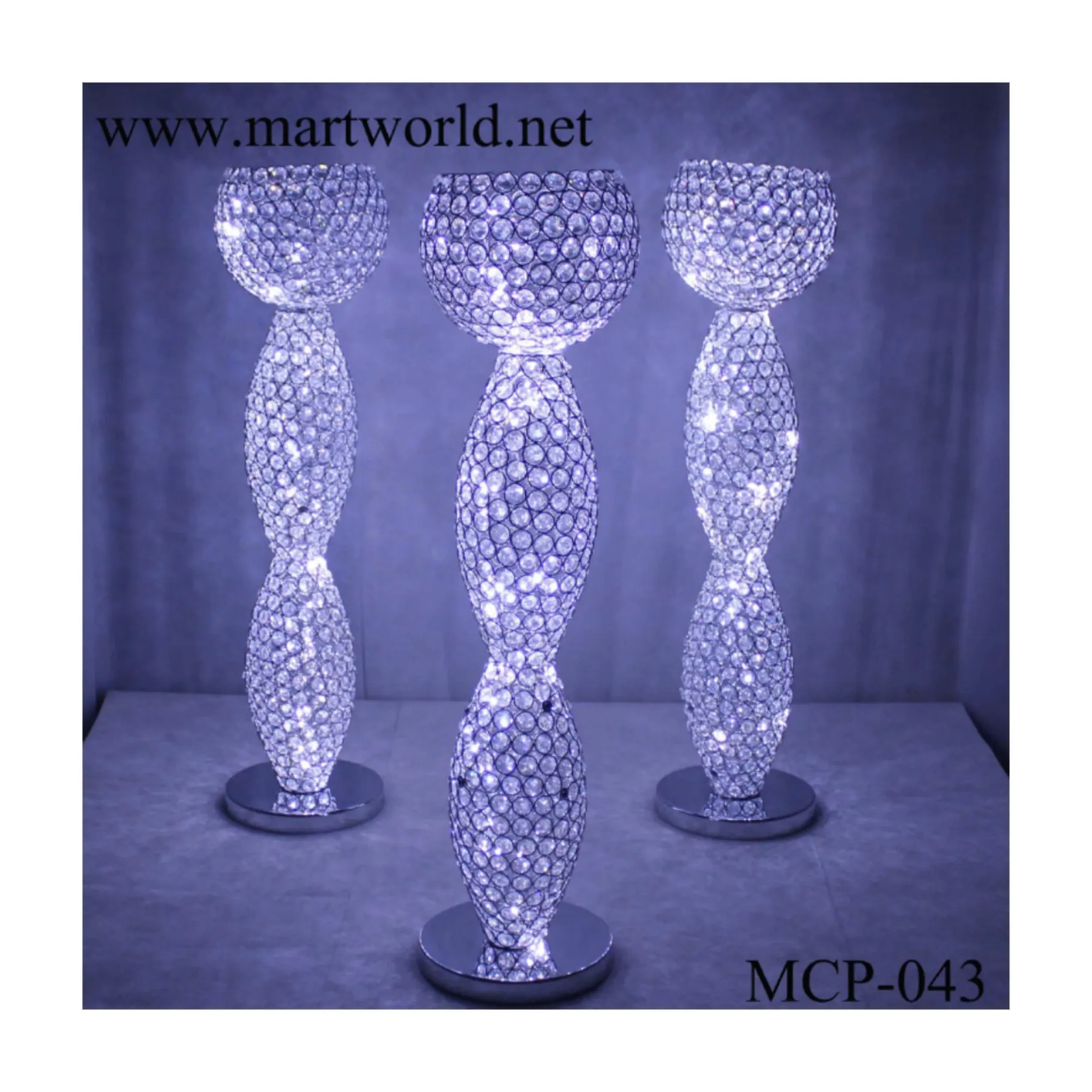 Suporte brilhante de mesa de cristal luz led, decoração de mesas de casamento, festa de casamento, decoração (MCP-043)
