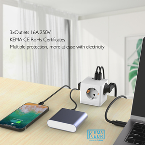 电源带USB 3路插座塔式多插座，带配电插座，用于办公室、家庭或旅行2 m电缆黑色 - Product Image 3