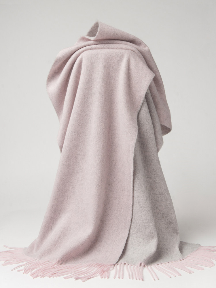 Bufanda doble faz gris-rosa - 200x40 cm