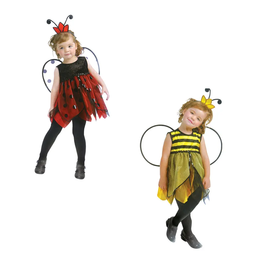 Venta caliente Cosplay abeja mariquita vestido de los niños con alas diadema Fiesta. HSG6044/46